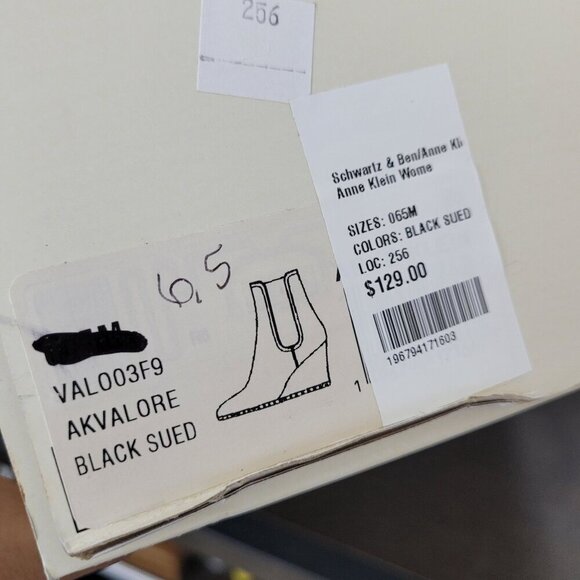 NEW Anne Klein Valore Womens Black Suede Ankle Booties Wedge Size 6.5 - Picture 9 of 10